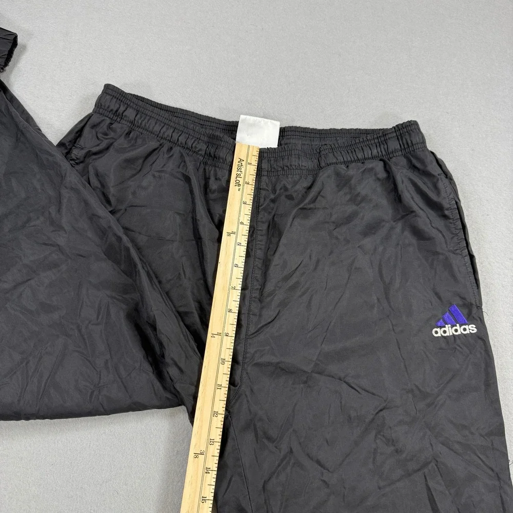 Vintage Adidas Track Pant Men Medium Black Ankle Zip Windbreaker Gym Run Workout